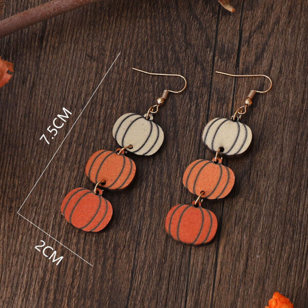 Wholesale Halloween Three Color Pumpkin Wooden Earrings
