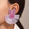 Wholesale Scalloped Tassel Colorful Rabbit Earrings