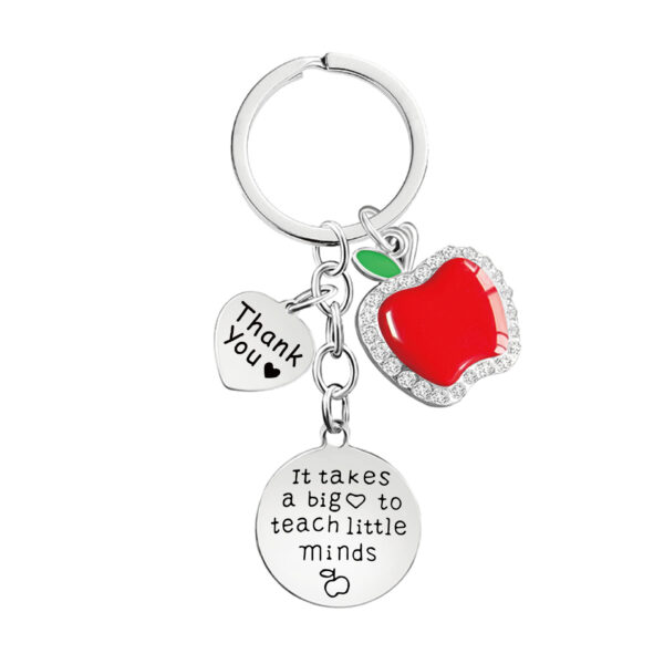 Wholesale Metal Love Drip Apple Teacher's Day Keychain