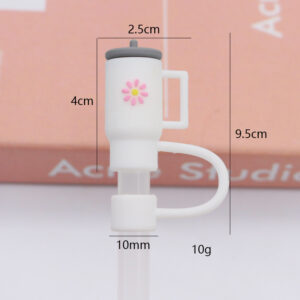 Large white round cup 10mm / Bagged with straw [straw color random]]