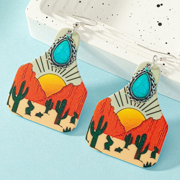 Wholesale Aztec Acrylic Landscape Painting Earrings