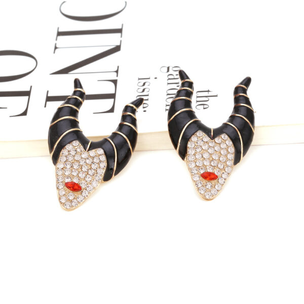 Wholesale Halloween Horn Witch Alloy Diamond Oil Dripping Earrings