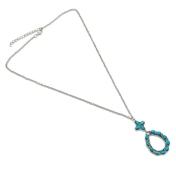 Wholesale Four Leaf Clover Turquoise Alloy Cross Chain Pendant Necklace