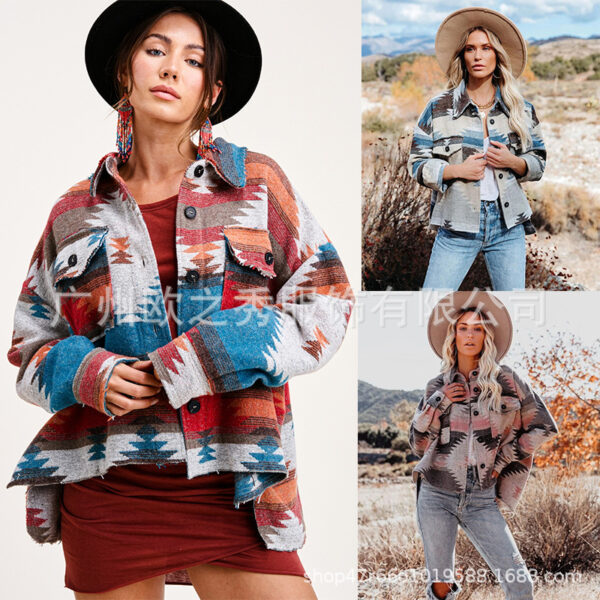 Wholesale Geometric Print Loose Multicolor Women Clothes