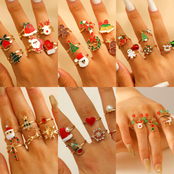 Wholesale Christmas Cute Cartoon Open Adjustable Band Rings