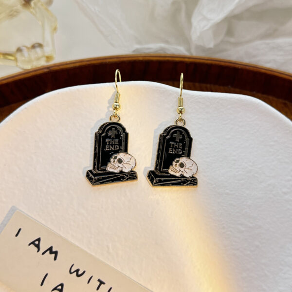 O1CN01CiAxEt1onFq5Vcdpk_2059265269-0-cib Wholesale Dark Personality Halloween Horror Funny Skull Bat Tombstone Rose Earrings