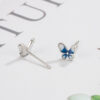 Wholesale Flash Diamond Blue Butterfly Copper Earrings