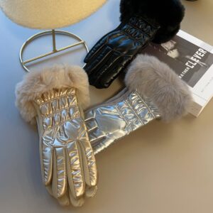 Wholesale Winter Fur Mouth Plush Thick Insulation Touch Screen Cotton Gloves