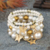 Wholesale Pearl Butterfly Stretch Multilayer Acrylic Bracelet