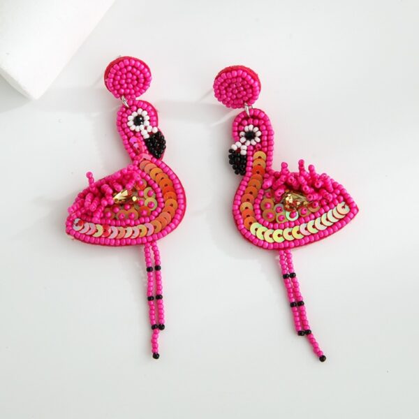 O1CN01CjpMCz1q6Js9OXK96_2916055446-0-cib Wholesale Pink Flamingo Fabric Art Rice Beads Handmade Tassel Earrings