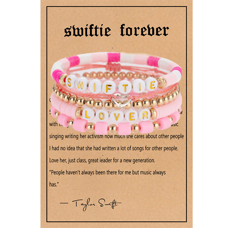 Wholesale Soft Clay Taylor Friendship Letter Beads Millet Beads Bracelet