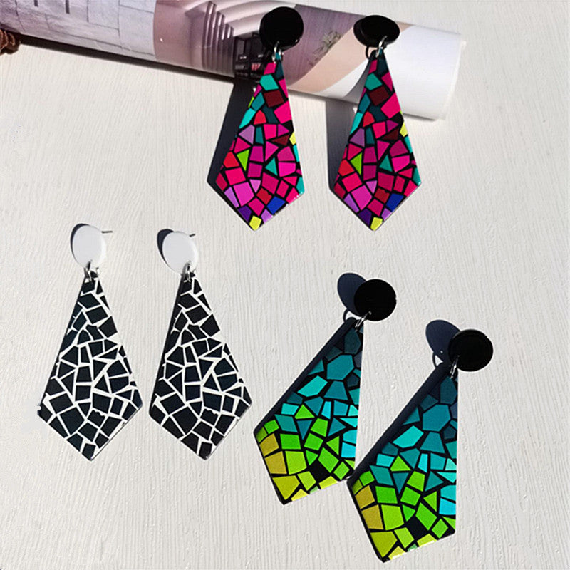 Wholesale Geometric Colorblock Acrylic Earrings