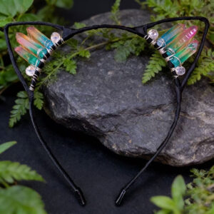 Pink and green cat ears