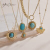 O1CN01CmRhop1v0tKNxT7N9_2212884106111-0-cib Wholesale Titanium Steel Sunflower Turquoise Pendant Necklace