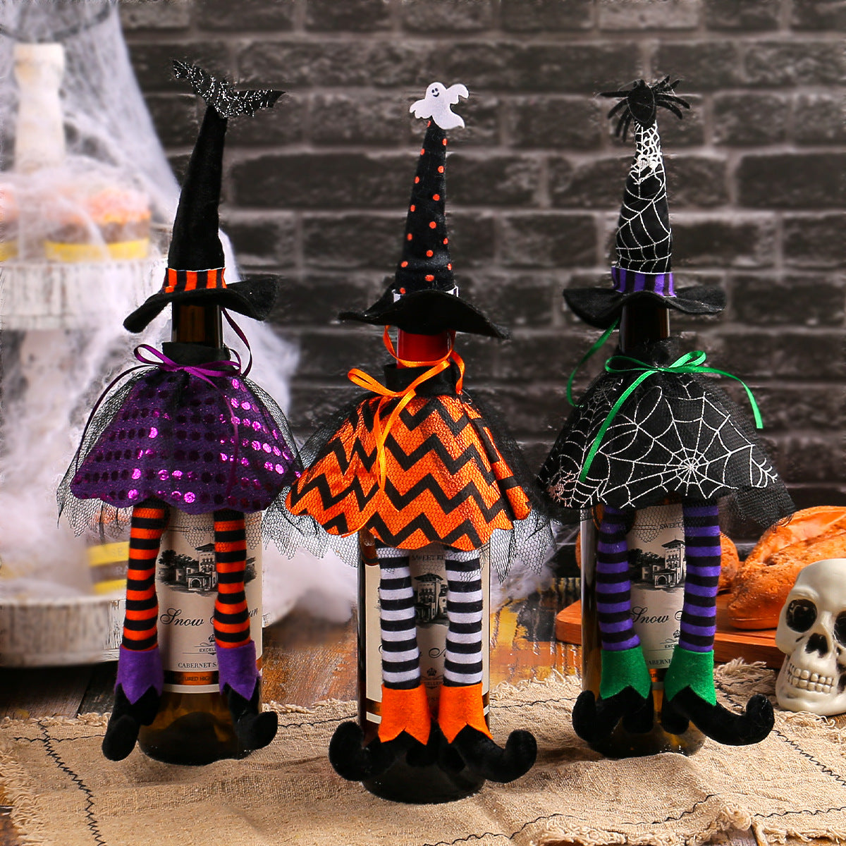 Wholesale Witch Hat Long-leed Wine Bottle Set Ornament