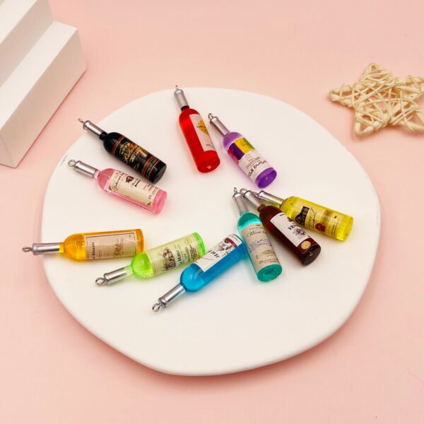 Wholesale Acrylic Mini Wine Bottle Key Chain DIY Accessories