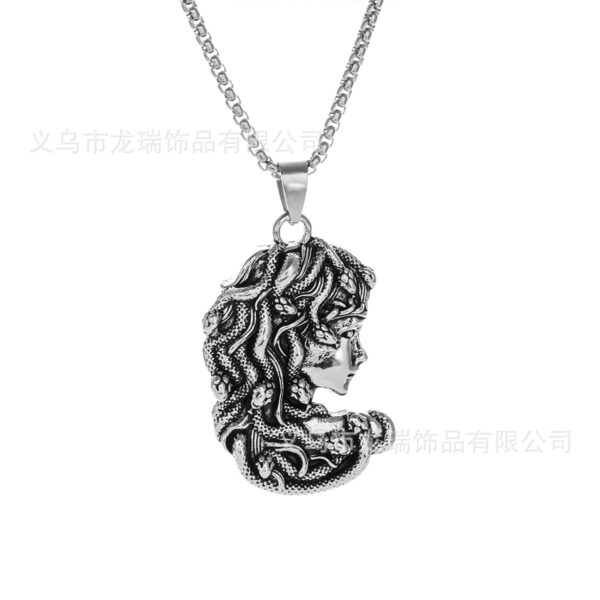 Wholesale Retro Punk Snake Medusa Stainless Steel Necklace