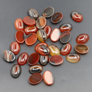 Striped red agate / 13*18MM oval ring surface