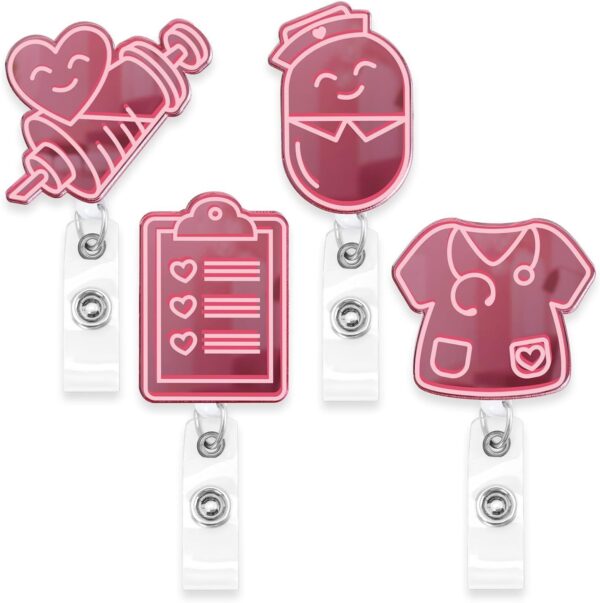 Wholesale PVC Gradient Color Medical Acrylic Badge Scroll Extendable Keychain