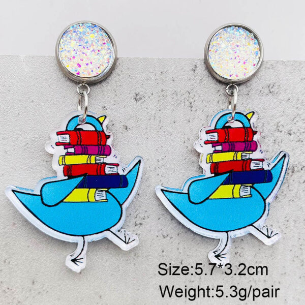 Wholesale Cartoon Animal Earrings Dragonfly Red Dog Elephant Reading Acrylic Earrings