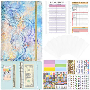 (Budget) Mandala-Fresh Blue (Expense Tracking Card December Budget Table 12 Zipper Bag 8 Bronzing Budget Stickers 4 6 Labels 2)