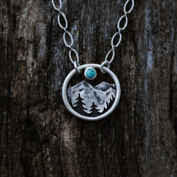 Wholesale Vintage Mountain Peak Crescent Moon Sunset Turquoise Necklace