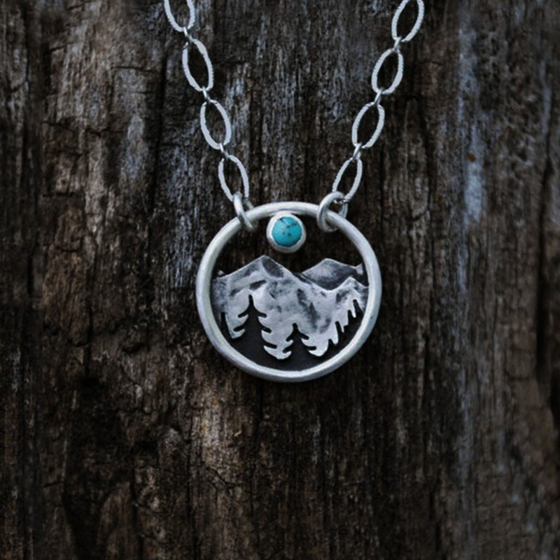 Wholesale Vintage Mountain Peak Crescent Moon Sunset Turquoise Necklace