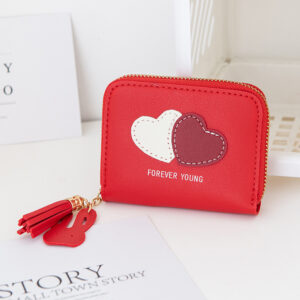 Two-color Love Short Wallet-Red