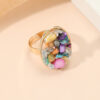Wholesale Geometric Opening Adjustable Colored Stone Spring Alloy Ring