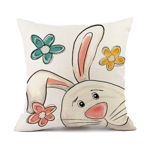 Wholesale Easter Truck Egg Bunny Print Linen Throw Pillow Cover