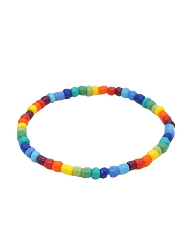 Wholesale Rainbow Glass Rice Beads Clear Beads Gradient Color Bracelet