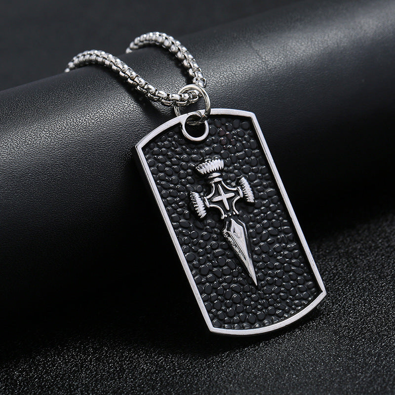 Wholesale men's personalized titanium steel alloy dark feather brand necklace