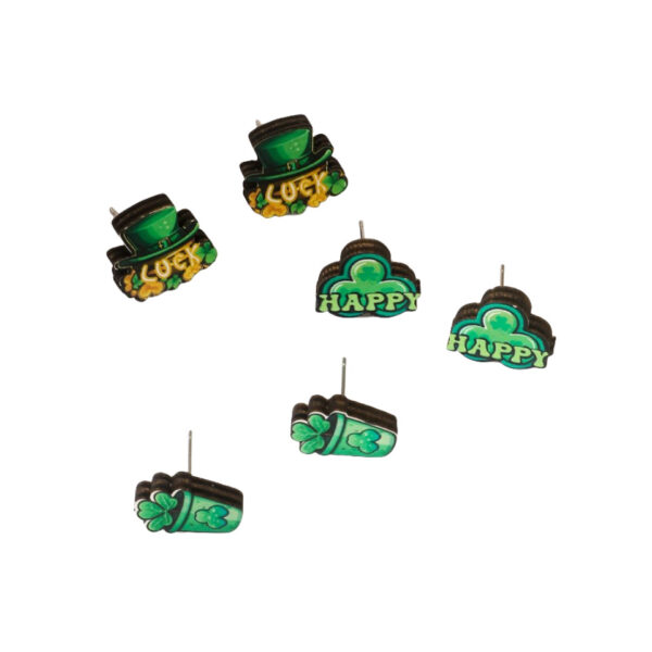 Wholesale St. Patrick's Day Lucky Shamrock Hat Wooden Stud Earrings