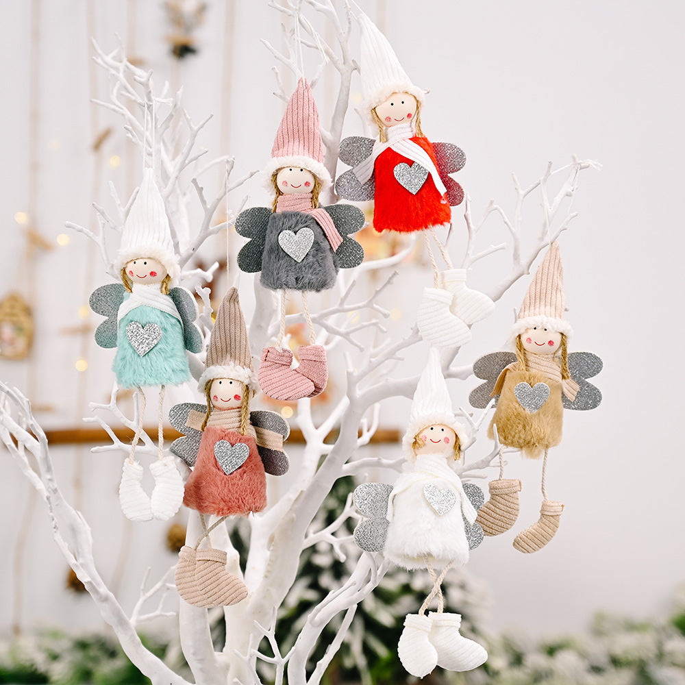Wholesale Christmas Decoration New Plush Love Angel Pendant Small Tree Charm Chilen Cute Plush Doll