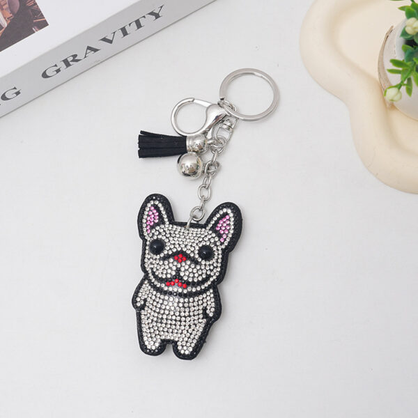 Wholesale Velvet Cartoon Dog Fighting Hot Diamond Keychains