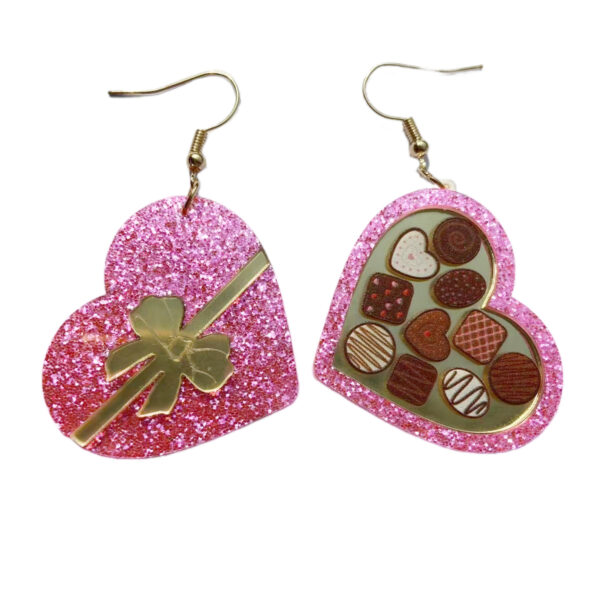 Wholesale Valentine's Day Love Heart Rocket Gift Box Ice Cream Burgundy Retro High-end Earrings