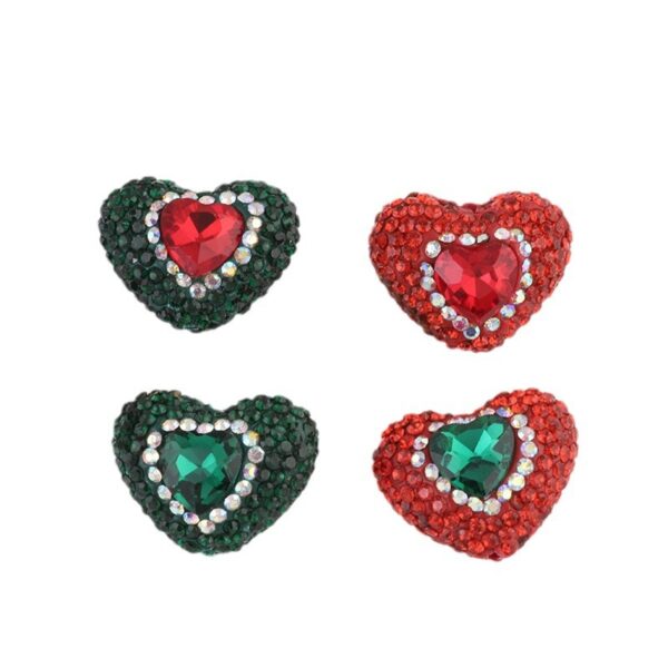 Wholesale Christmas Heart Straight Hole Full Drill Clay Beads