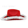 Wholesale Christmas Cloth White Fur Trim Western Cowboy Hat