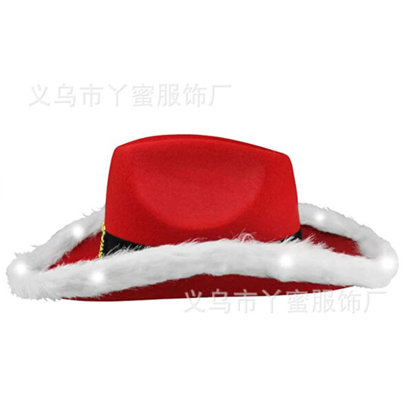 Wholesale Christmas Cloth White Fur Trim Western Cowboy Hat