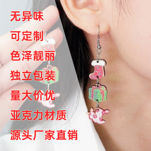 Wholesale Christmas Santa Claus Elk Snowflake Earrings