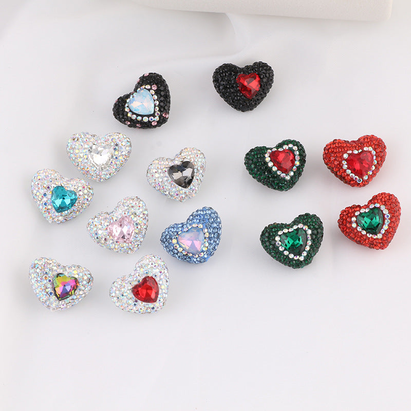 Wholesale Christmas Heart Straight Hole Full ill Clay Beads