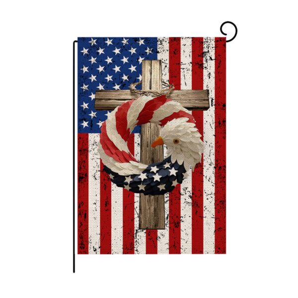 Wholesale Double Sided Garden Flag American Independence Day Linen Print Outdoor Courtyard Decoration Small Flag