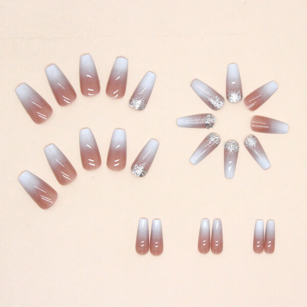 Wholesale Mid Length Ballet Nail Flat Toe Gradient Glitter Nail Stickers