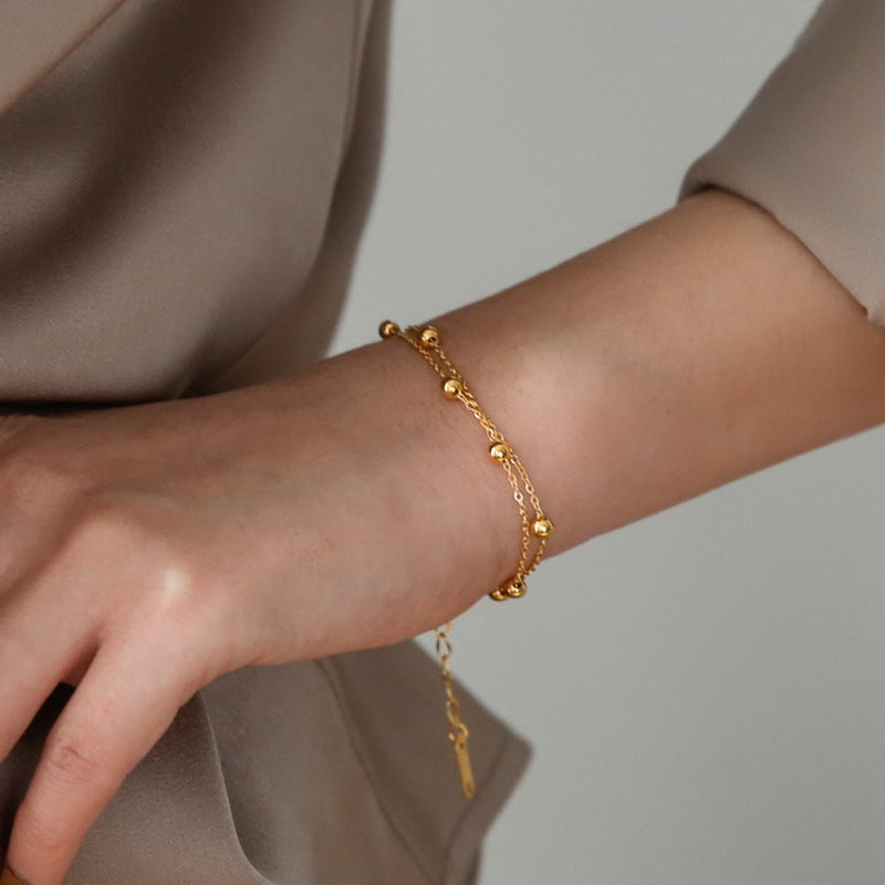 Wholesale Non-fading Double Layer Simple Bead Bracelet