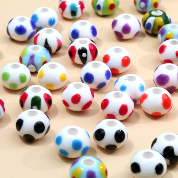 Wholesale Colorful Polka Dot Ceramic Handpainted String Beads
