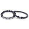 Wholesale Simple Black Stone Map Stone Frosted Stone Combination Beaded Bracelet for Men