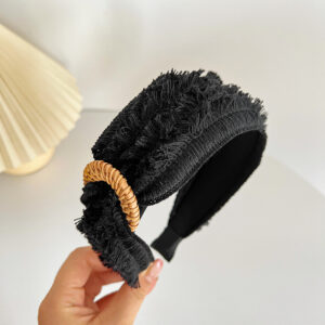 Black rough-edged wide-brim headband