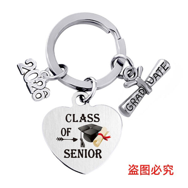 Wholesale Season of Graduation Gift Heart-shaped Color Printing Stainless Steel Keychain