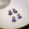 Wholesale Purple Gentleman Cat Black Diamond Earrings