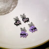 Wholesale Purple Gentleman Cat Black Diamond Earrings